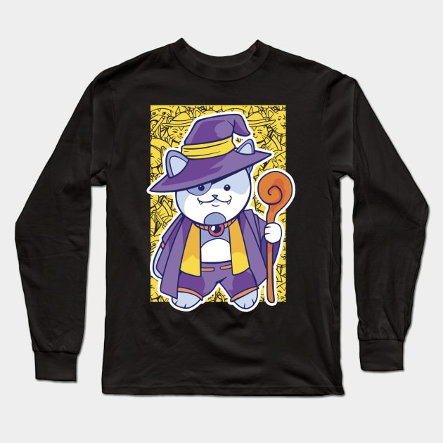 D&D Wizard Class Kawaii Cat Long Sleeve T-Shirt by Sunburst